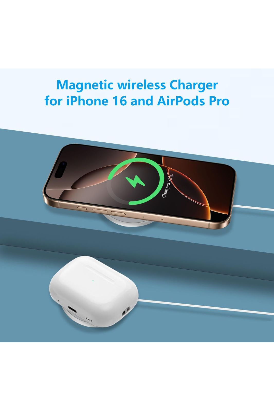 Magnetic Wireless Charger for iPhone 16 Pro Max/16 Pro/15/14/13/12/Plus/AirPods 3/2/Pro 2