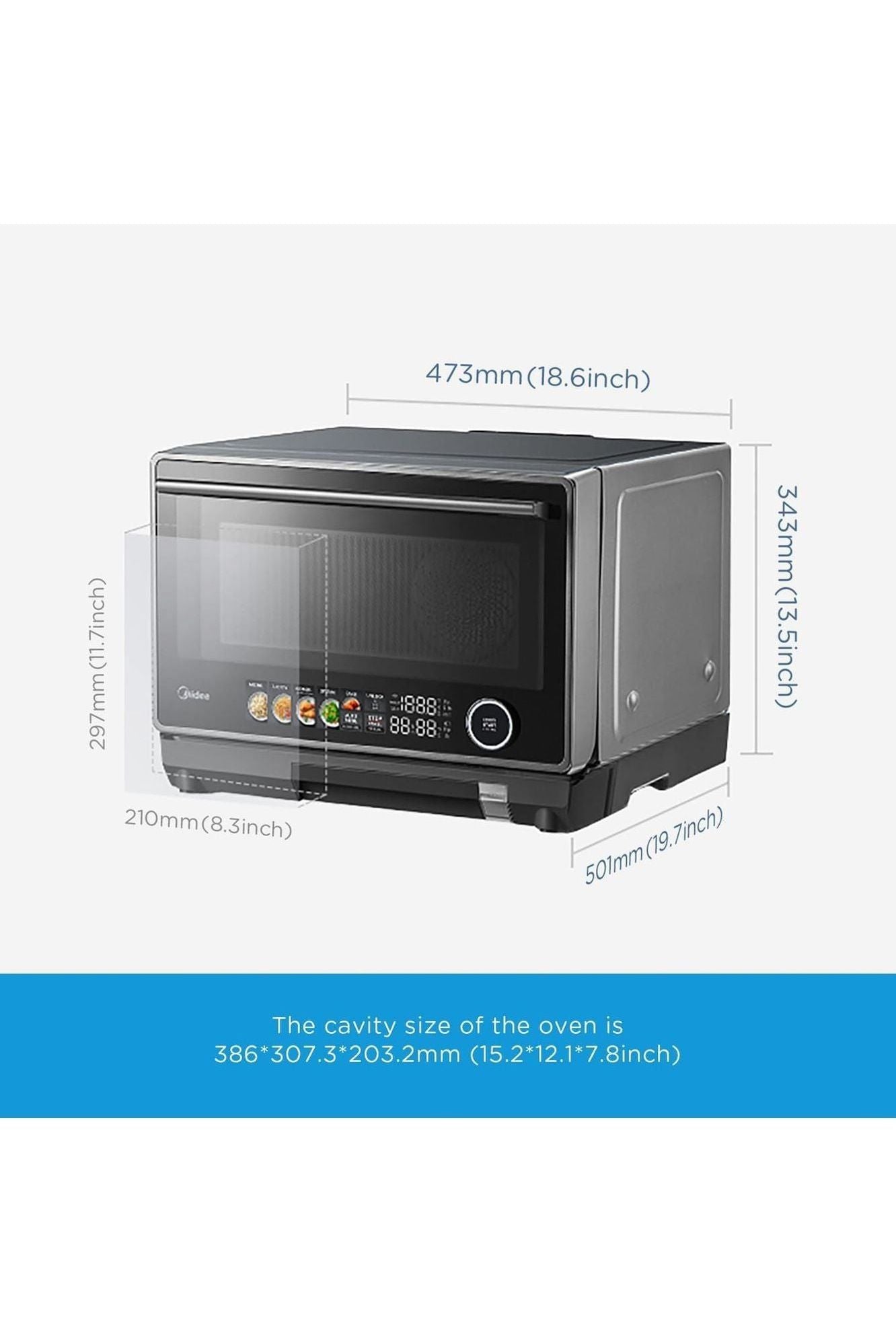 Midea 4-in-1 Multifunctional Microwave Steam Oven, Combo Air Fryer, Steamer & Microwave Oven, 32 Auto Functions, Adjustable Power and Temperature