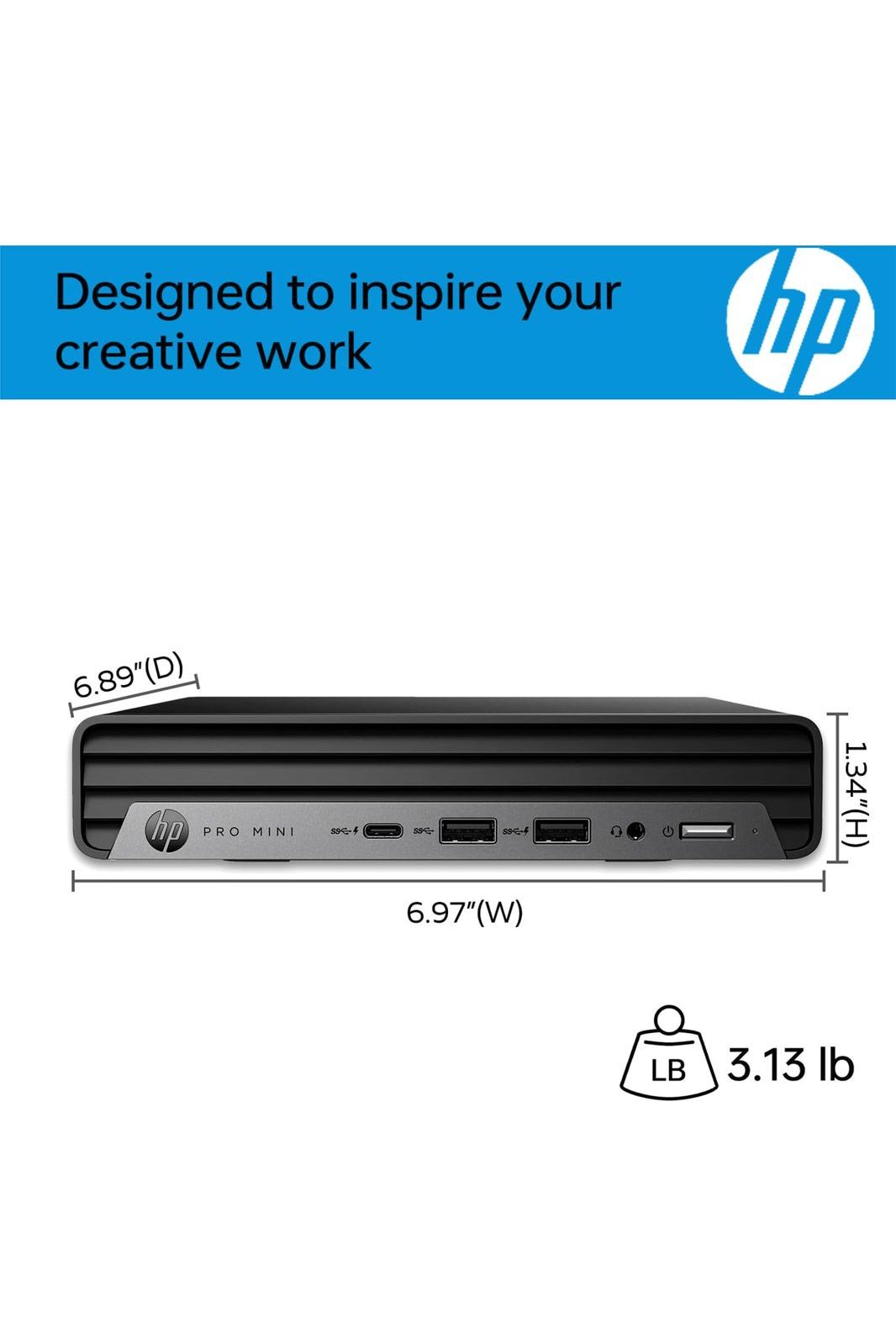 HP Pro 400 G9 Mini PC Desktop Computer, Intel CPU, 16GB DDR5 RAM, 256GB PCIe SSD