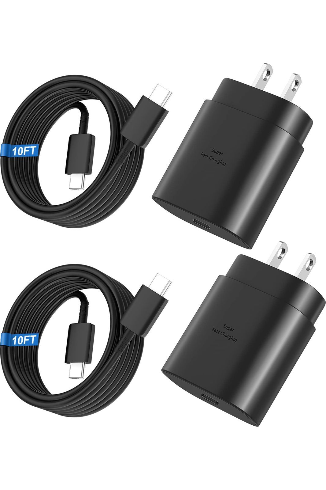 Super Fast Charger Type C, 25W USB C Wall Charger Fast Charging for Samsung Galaxy S25 Ultra/S25/S25+/S24+/S24 Ultra/S24/S24+/S23 Ultra/S22 Ultra/S21 with 10FT Long Android Type C Charger Cable 2Pack
