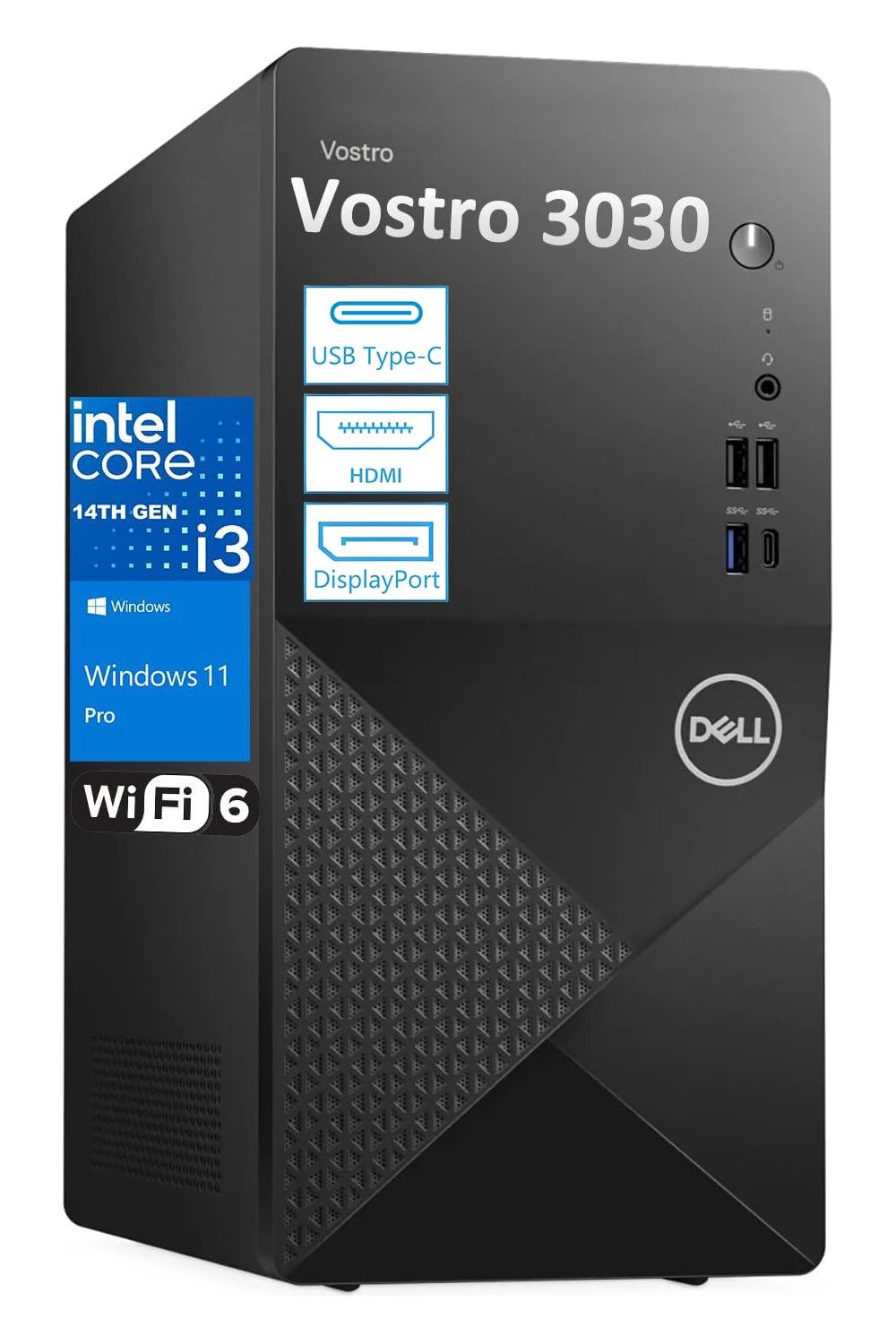 Dell Tower PC Desktop Computer 14th Gen Intel Core i3-14100 (Beat i5-12400), 32GB DDR5 RAM, 1TB PCIe SSD