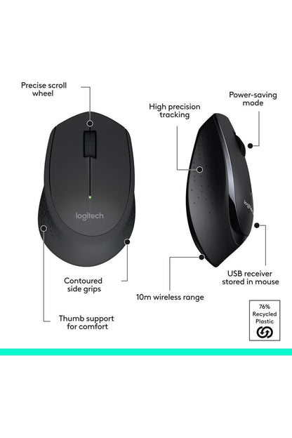 Logitech MK345 Wireless Keyboard and Mouse Combo with Palm Rest, 2.4 GHz USB Receiver