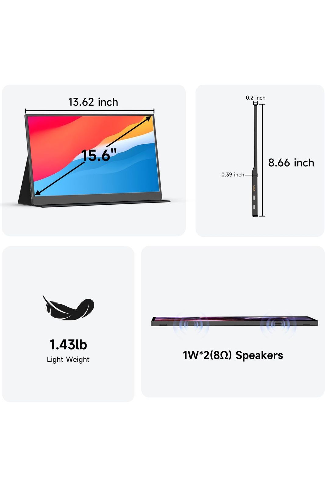 memzuoix 15.6" Portable Monitor 1080P FHD IPS Screen