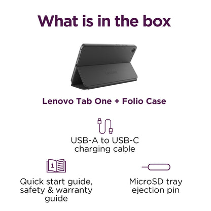 Lenovo Tab One - Lightweight Tablet - 8.7" HD Display - 4 GB Memory - 64 GB Storage - MediaTek Helio G85 - Includes Folio Case