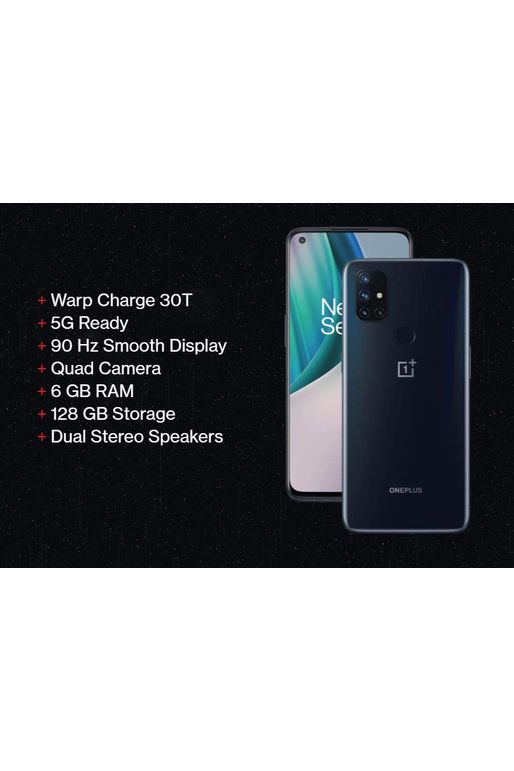 OnePlus Nord N10 5G, 6GB RAM + 128GB storage, Unlocked, Midnight Ice