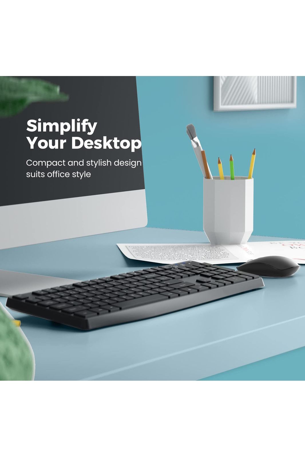 Wireless Keyboard and Mouse Combo, Lovaky 2.4G Full-Sized Ergonomic Keyboard & Mouse