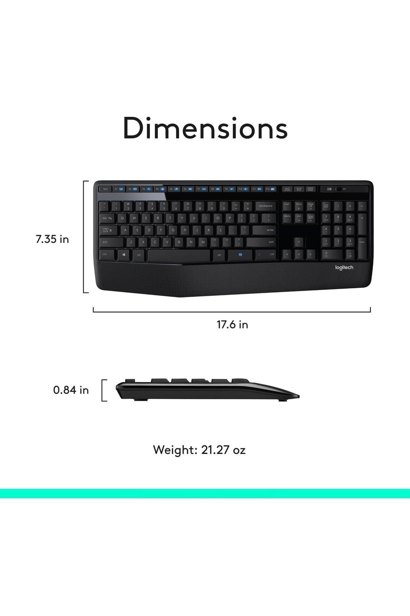 Logitech MK345 Wireless Keyboard and Mouse Combo with Palm Rest, 2.4 GHz USB Receiver