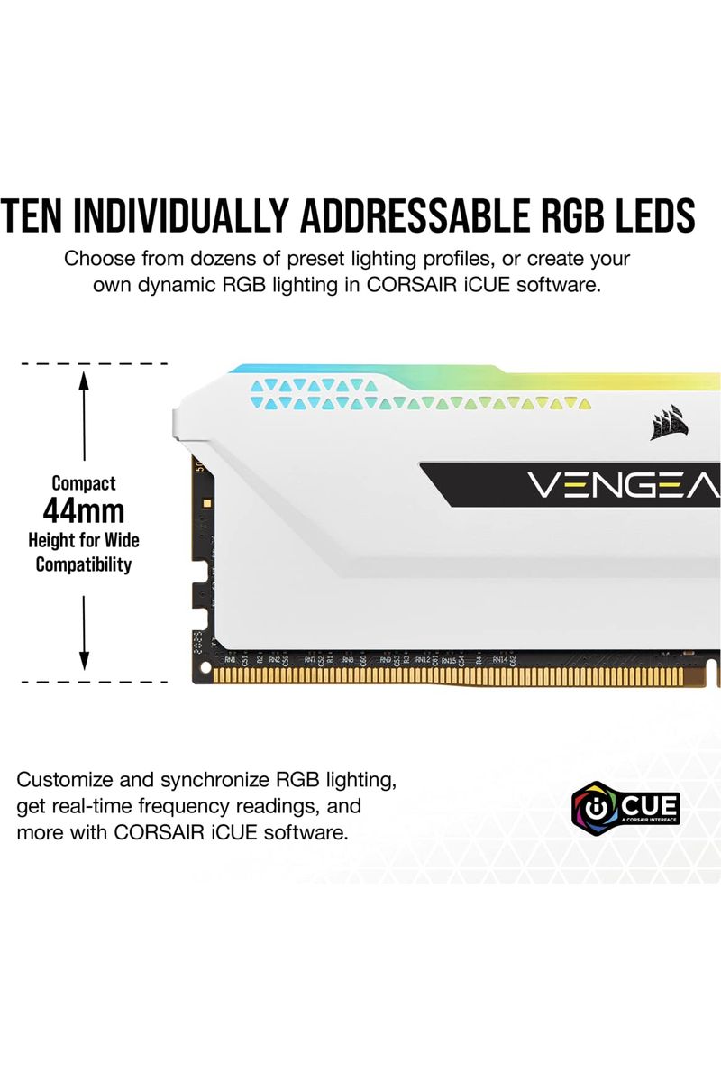 CORSAIR VENGEANCE RGB PRO SL DDR4 RAM 32GB (2x16GB) 3600MHz CL18-22-22-42 1.35V Intel AMD Desktop Computer Memory