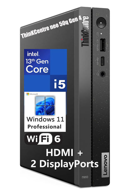 Lenovo ThinKCentre neo 50q Gen 4 Tiny 1L Business Mini Desktop Computer, 13th Gen Intel 8-Core i5-13420H (Beat i7-1355U), 16GB DDR4 RAM, 512GB PCIe SSD