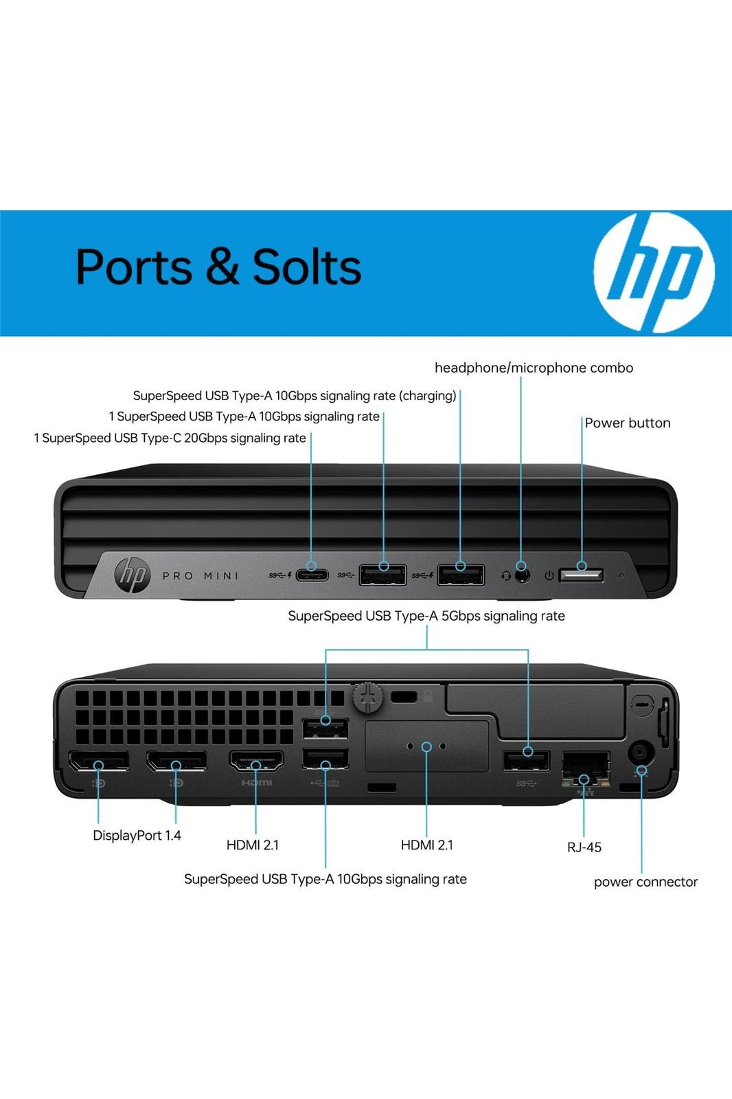 HP Pro 400 G9 Mini PC Desktop Computer, Intel CPU, 16GB DDR5 RAM, 256GB PCIe SSD
