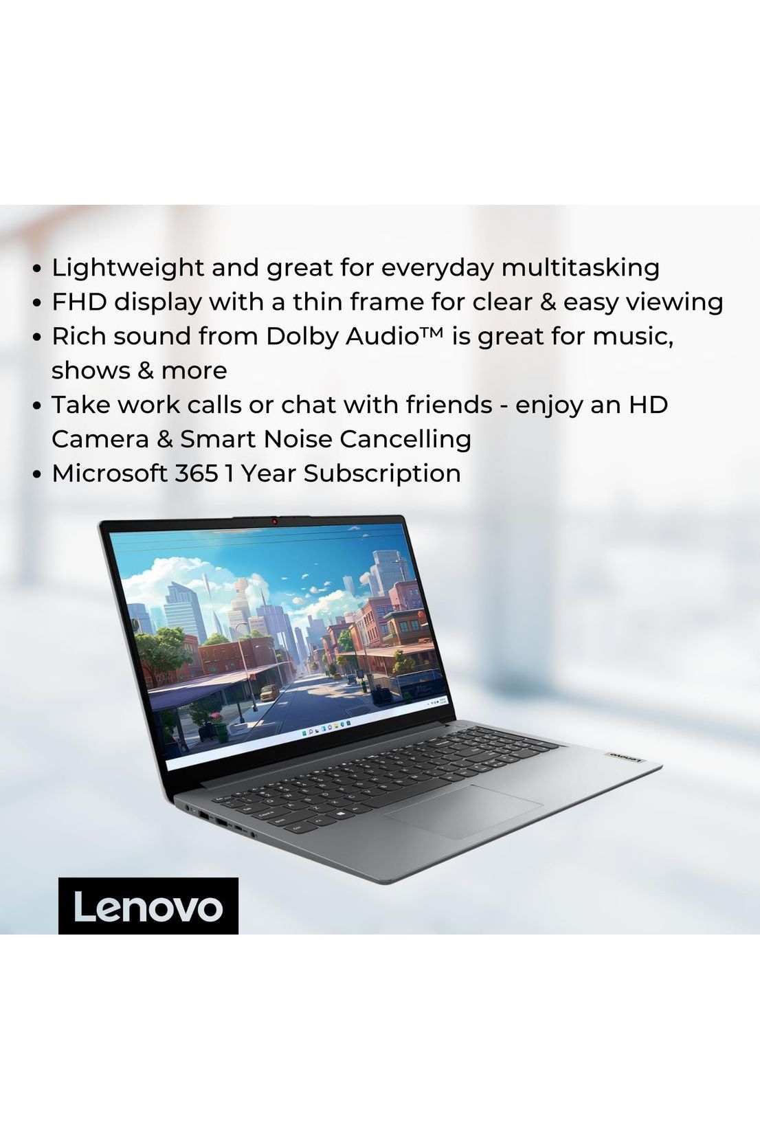 Lenovo IdeaPad 1 Student Laptop, 15.6" FHD Display, Intel Dual Core Processor, 12GB RAM, 512GB SSD + 128GB eMMC