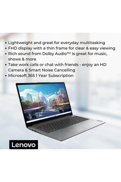 Lenovo IdeaPad 1 Student Laptop, 15.6" FHD Display, Intel Dual Core Processor, 12GB RAM, 512GB SSD + 128GB eMMC