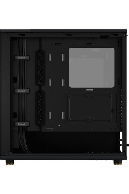 Fractal Design North Charcoal Black Tempered Glass Dark - Genuine Walnut Wood Front - Glass Side Panel - Tower PC Gaming Case