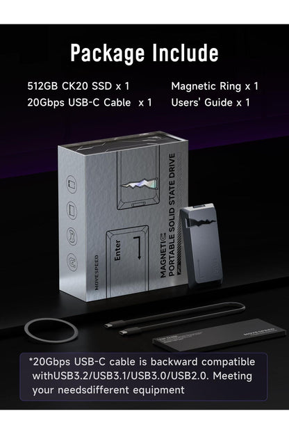 MOVE SPEED 1TB Portable SSD Magnetic Suction