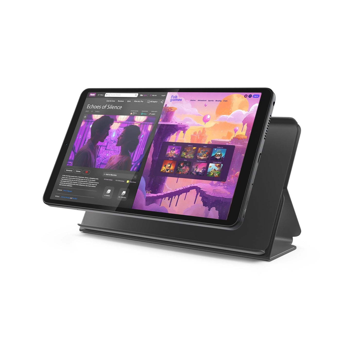 Lenovo Tab One - Lightweight Tablet - 8.7" HD Display - 4 GB Memory - 64 GB Storage - MediaTek Helio G85 - Includes Folio Case