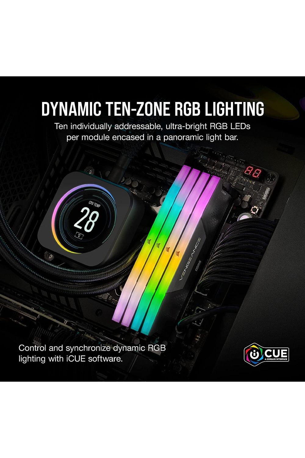 CORSAIR VENGEANCE RGB DDR5 RAM 32GB (2x16GB) 6400MHz CL36-48-48-104 1.35V Intel XMP 3.0 Desktop Computer Memory