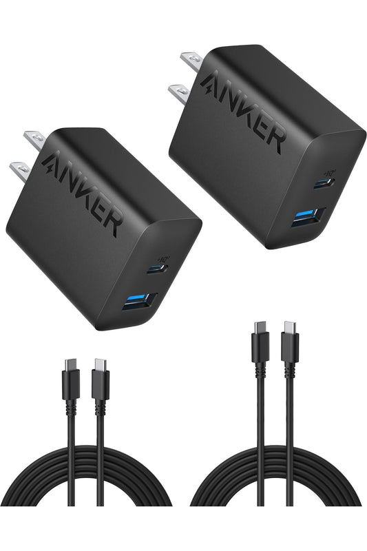 Anker iPhone 16 Charger, 2-Pack 20W Fast USB C Charger Block, for iPhone 16/16 Pro Max/15 Series/iPad Pro and More (Black, 2 Pack & 2 Cable)