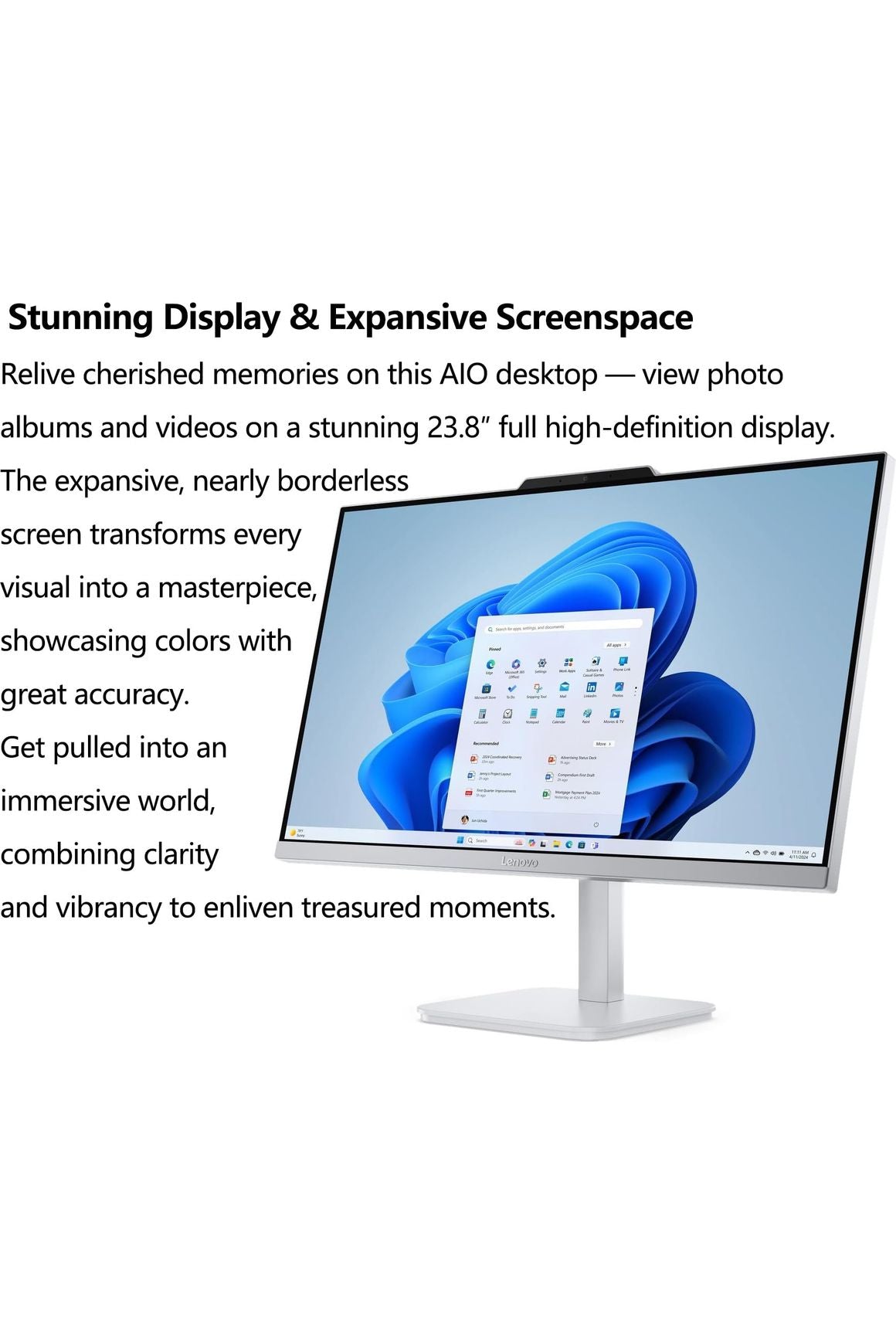Lenovo 24 All-in-One Desktop Computer for Home Office, 23.8" FHD Business AIO, Intel 8-Core Processor (Beat i3-1115G4), 32GB DDR4 RAM, 1TB PCIe SSD