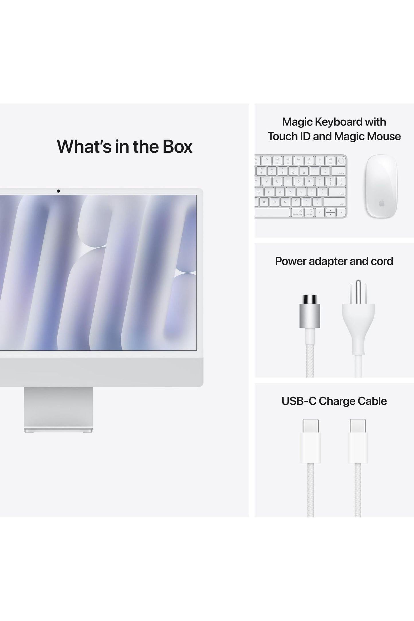 Apple iMac All-in-One Desktop M4 24-inch Retina Display, 16GB RAM, 256GB SSD Storage; Silver