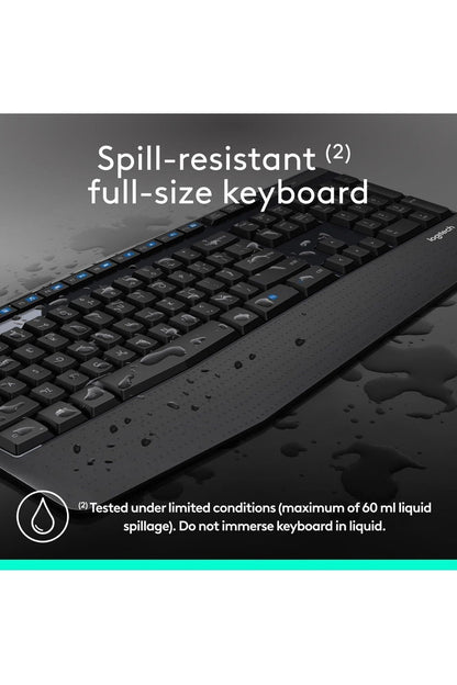 Logitech MK345 Wireless Keyboard and Mouse Combo with Palm Rest, 2.4 GHz USB Receiver