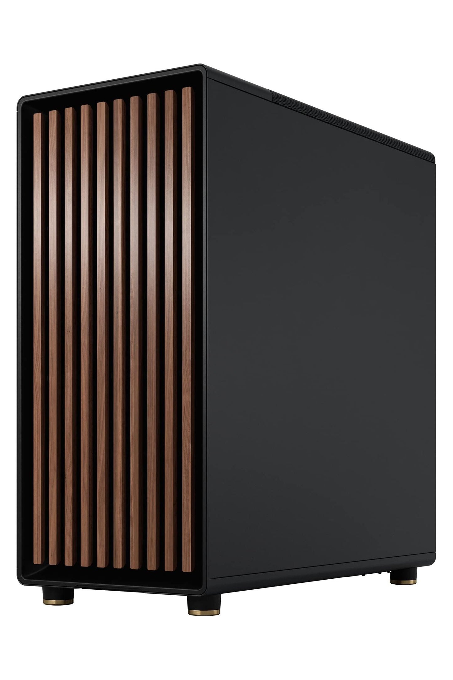 Fractal Design North Charcoal Black Tempered Glass Dark - Genuine Walnut Wood Front - Glass Side Panel - Tower PC Gaming Case