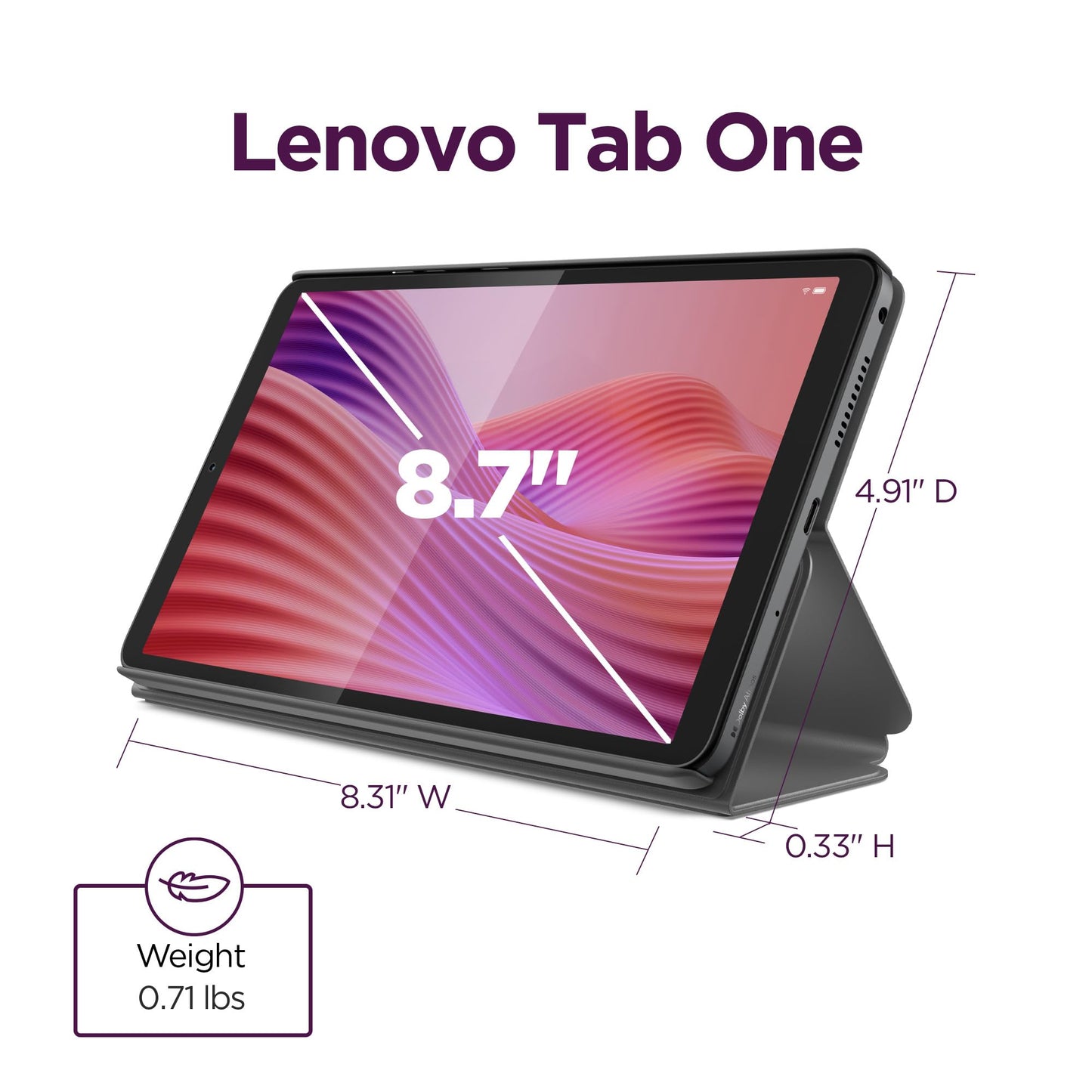 Lenovo Tab One - Lightweight Tablet - 8.7" HD Display - 4 GB Memory - 64 GB Storage - MediaTek Helio G85 - Includes Folio Case