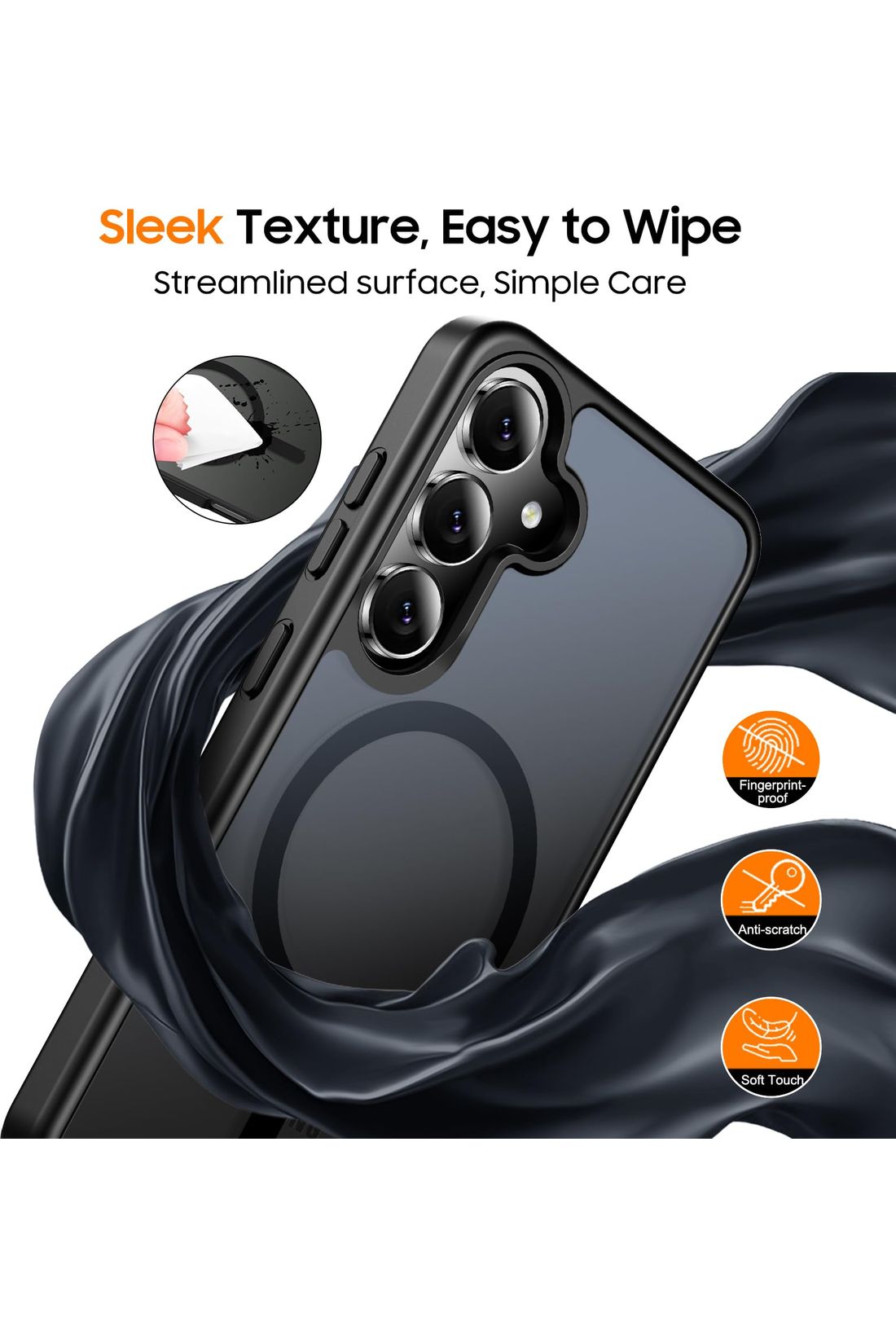 Magnetic Samsung Galaxy S24 Case,[Compatible with MagSafe] [Military Grade Drop Protection] -Black