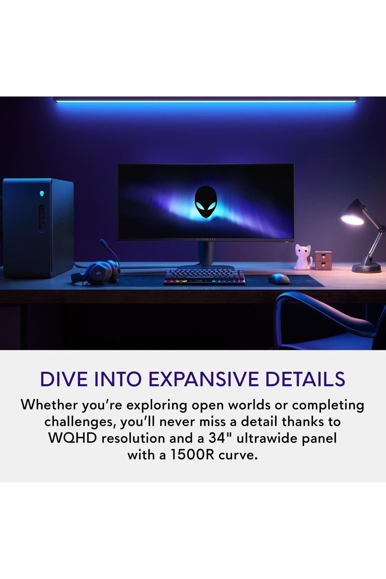 Alienware 34 Curved Gaming Monitor – AW3425DWM - 34-inch WQHD 180Hz 1ms Display, 1500R, AMD FreeSync Premium, VESA AdaptiveSync.