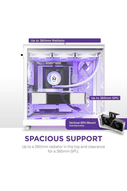 NZXT H6 Flow RGB Mid-Tower Airflow Case with 3 RGB Fans, Panoramic Glass Panels