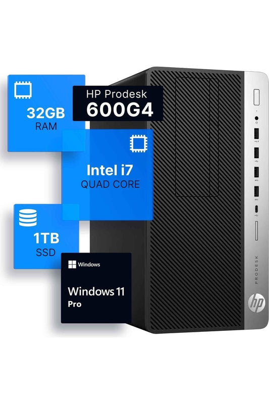 HP ProDesk 600G4 Tower Desktop Computer | Intel i7-8700 (3.4) | 32GB DDR4 RAM | 1TB SSD Solid State |