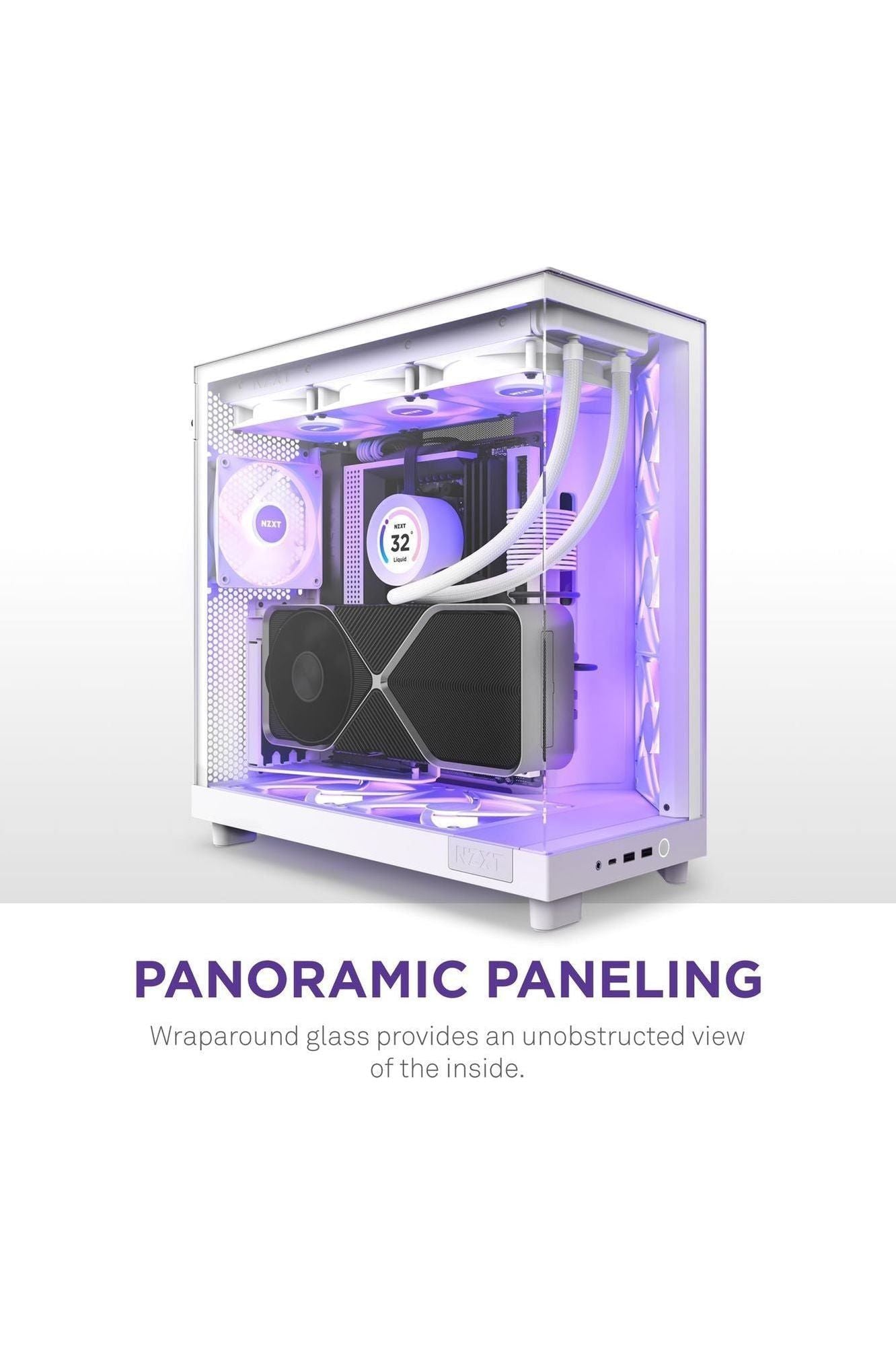NZXT H6 Flow RGB Mid-Tower Airflow Case with 3 RGB Fans, Panoramic Glass Panels