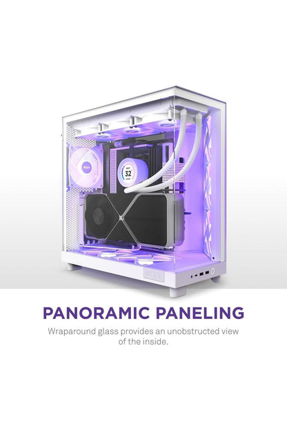 NZXT H6 Flow RGB Mid-Tower Airflow Case with 3 RGB Fans, Panoramic Glass Panels