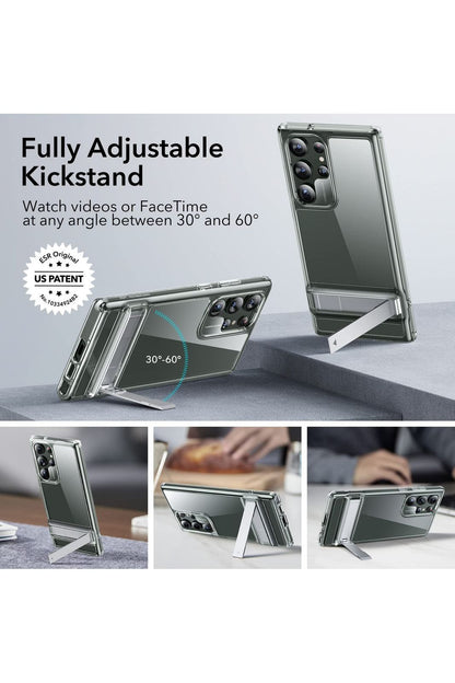 Samsung Galaxy S23 Ultra Phone Case, 3 Stand Modes Kickstand, Clear
