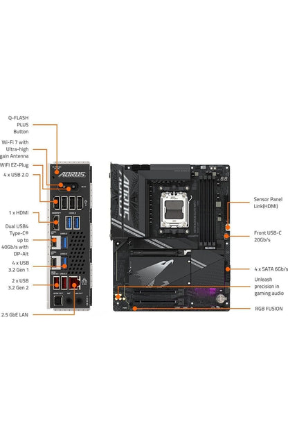 GIGABYTE X870 AORUS Elite WIFI7 AMD AM5 LGA 1718 Motherboard, ATX