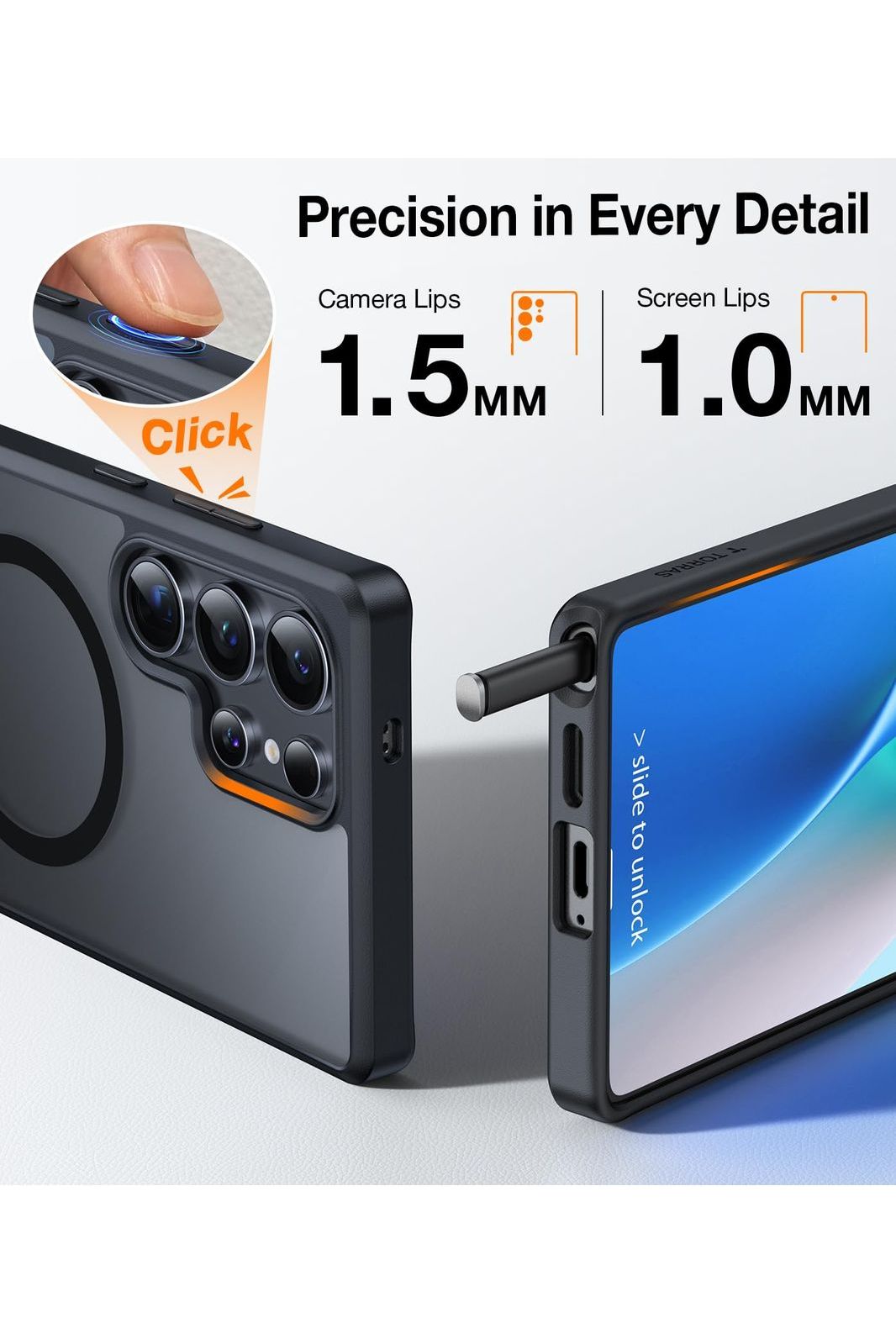 Samsung Galaxy S25 Ultra Case, Fit for MagSafe, Mil-Grade Drop Protection, Kickstand Back/Black Edge