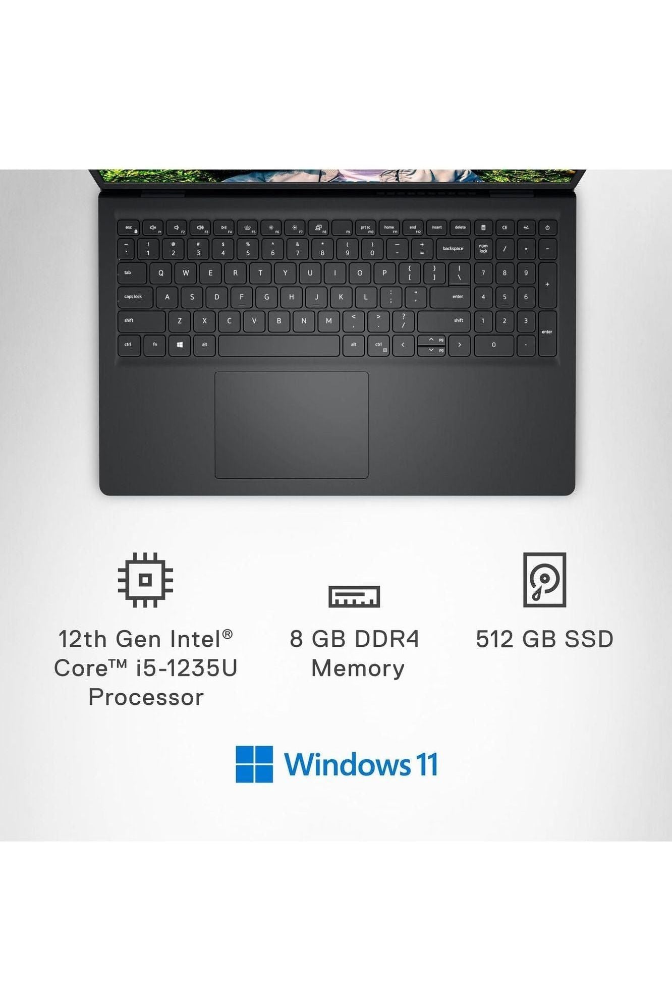 Dell Inspiron 3520 Laptop - 15.6-inch FHD (1920 x 1080) 120Hz Display, Intel Core i5-1235U Processor, 8GB DDR4 RAM, 512GB SSD
