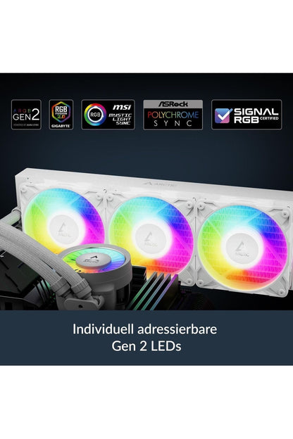 ARCTIC Liquid Freezer III Pro 360 A-RGB (White) - AIO CPU Cooler, 3 x 120 mm Water Cooling, 38 mm Radiator, PWM Pump, VRM Fan, AMD AM5/AM4, Intel LGA1851/1700 Contact Frame - White