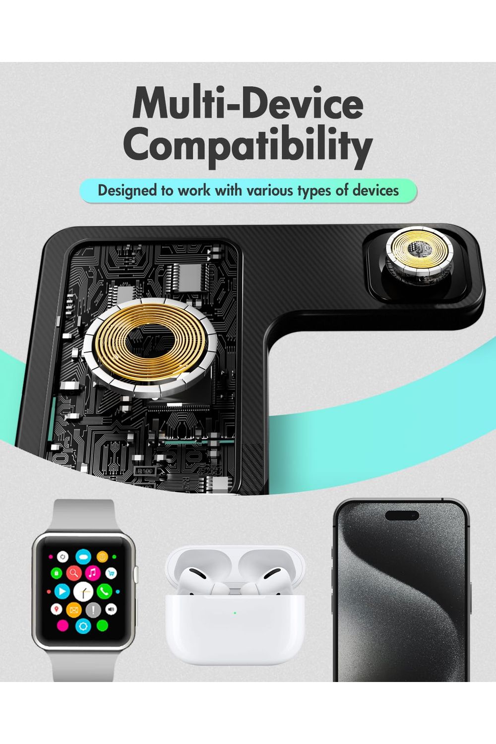 Wireless Charger iPhone Charging Station: 3 in 1 Charger Stand Multiple Devices for Apple - iPhone 16e 16 15 14 Pro Max 13 12 11 - Watch 10 9 8 7 6 5 4 3 2 SE and Ultra Series - Airpods 4 3 2 Pro