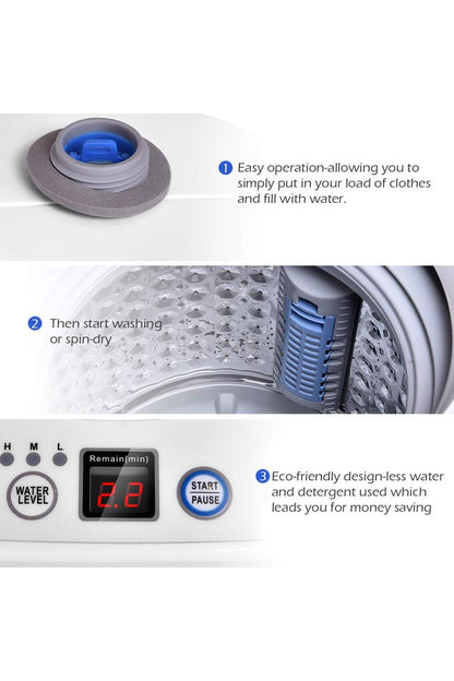 Giantex Portable Washing Machine, Full Automatic Washer and Dryer Combo, with Built-in Pump Drain 8 LBS Capacity Compact Laundry Washer Spin Dryer for Apartment RV Dorm