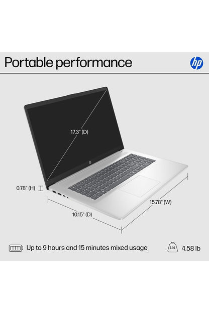 HP 17.3 inch Laptop, HD+ Display, AMD Ryzen 5 7520U, 16 GB RAM, 512 GB SSD, AMD Radeon Graphics