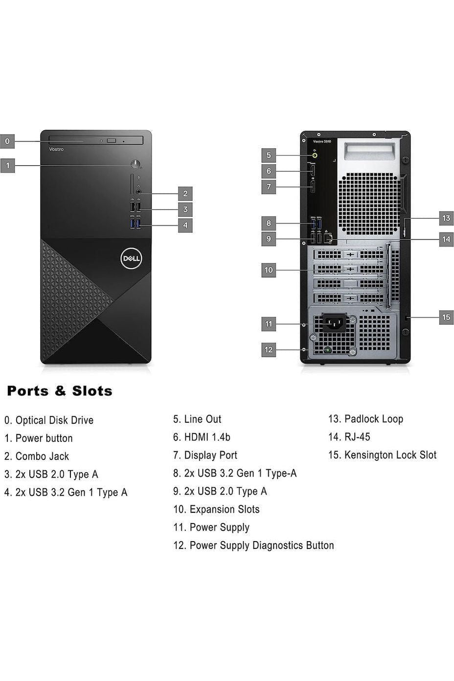 Dell Vostro 3910 Desktop Computer | 12th Gen Intel 4-Core Processor | 16GB DDR4 RAM | 256GB SSD + 1TB HDD | Intel UHD Graphics 730 | WiFi 6 |