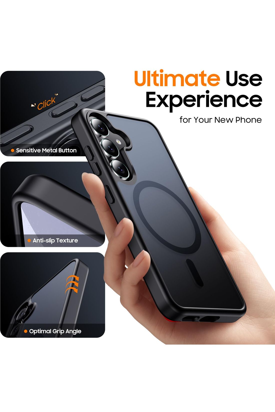 Magnetic Samsung Galaxy S24 Case,[Compatible with MagSafe] [Military Grade Drop Protection] -Black