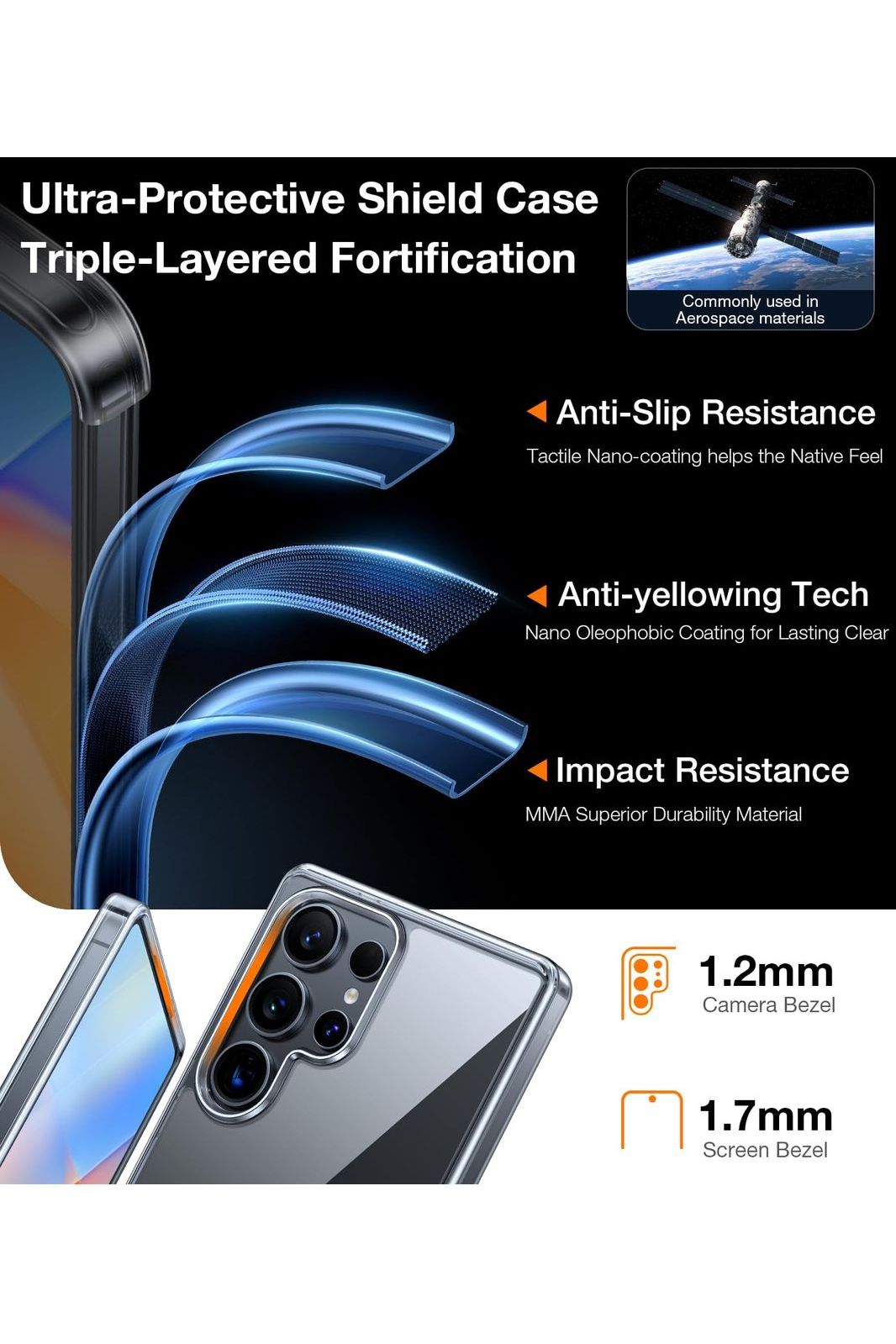 Samsung Galaxy S25 Ultra Case, [Non-Yellowing] [12FT Military-Grade Protection] Transparent Slim, Diamond Clear, Hard, 6.9''