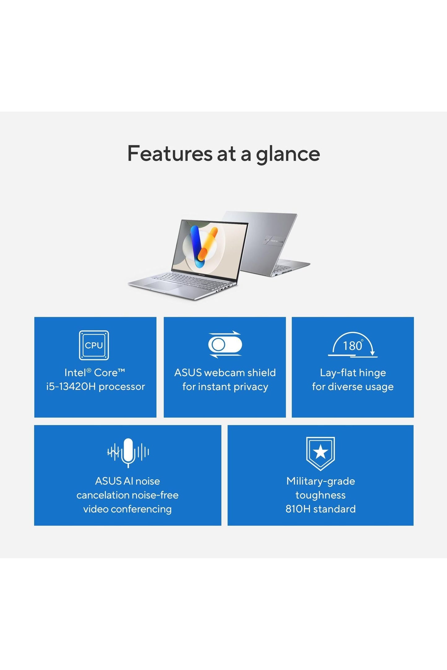 ASUS Vivobook 16 Laptop, Intel Core i5-13420H, Intel Iris Xᵉ Graphics, 16GB Memory, 512GB Storage