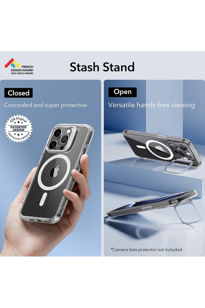 iPhone 15 Pro | Compatible with MagSafe, Military-Grade Protective Case, Built-in Stash Stand Phone Case, Scratch-Resistant Back Cover