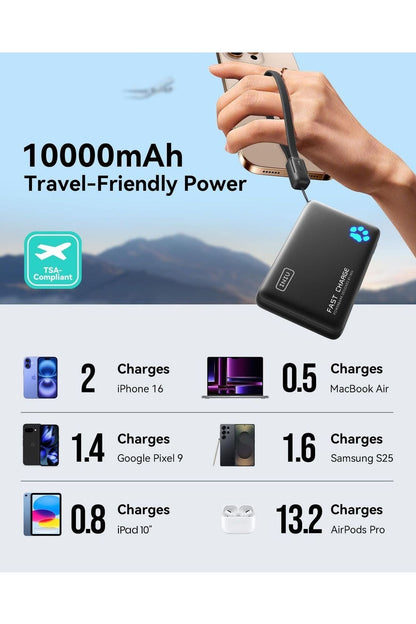 INIU Portable Charger, Lightest 10000mAh 45W PD Power Bank, USB C in&Out Fast Charging Battery Pack, External Phone Powerbank Compatible with iPhone 16 15 14 13 Samsung S22 S21 Google iPad etc