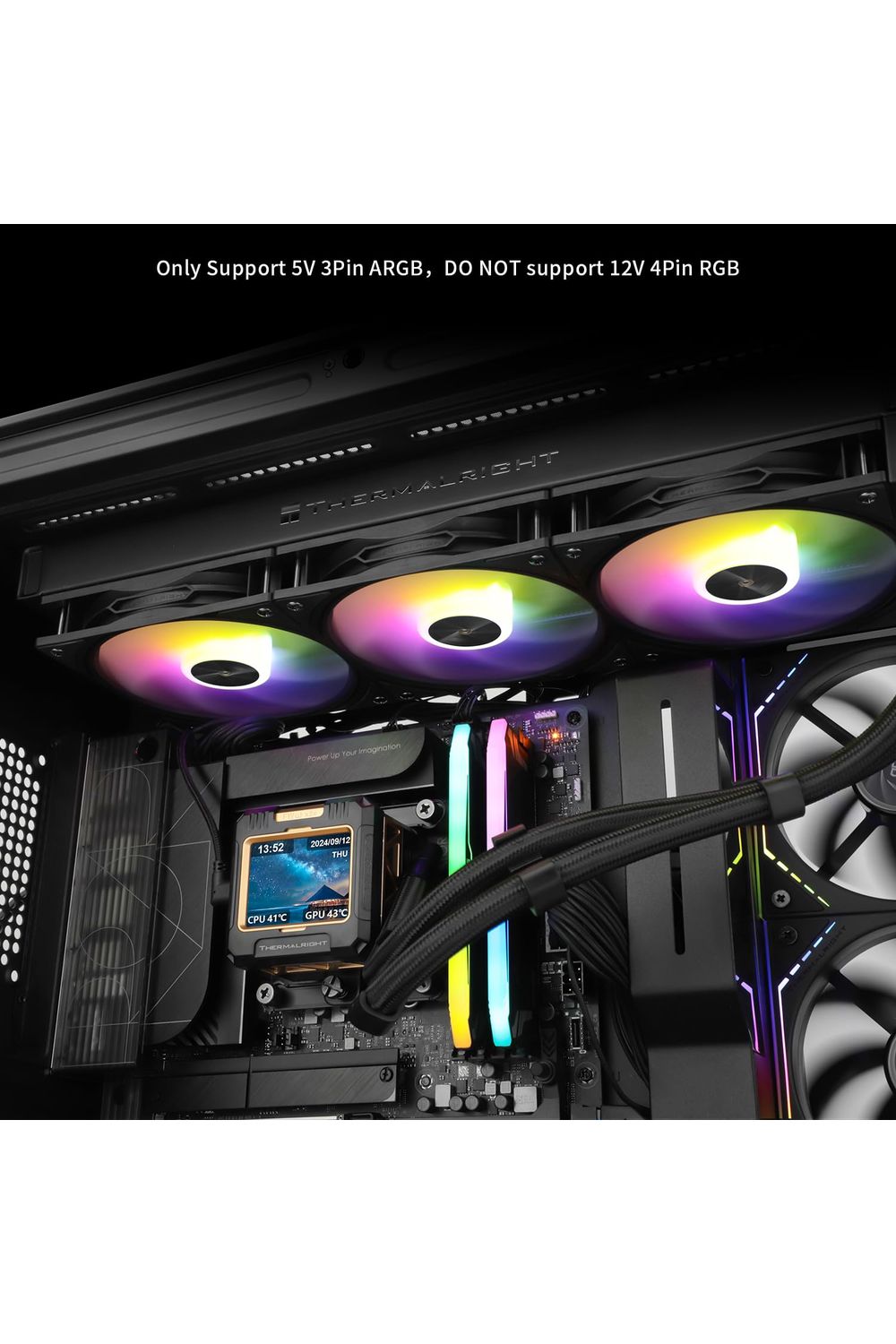 Thermalright FW360 Black ARGB CPU AIO Cooler,PC 360 Specification Water Cooler System,IPS LCD Screen with 320x240 Resolution,for AM5&Intel LGA1700/1851,CPU Cooler Comes with 2.4-inch LCD Display
