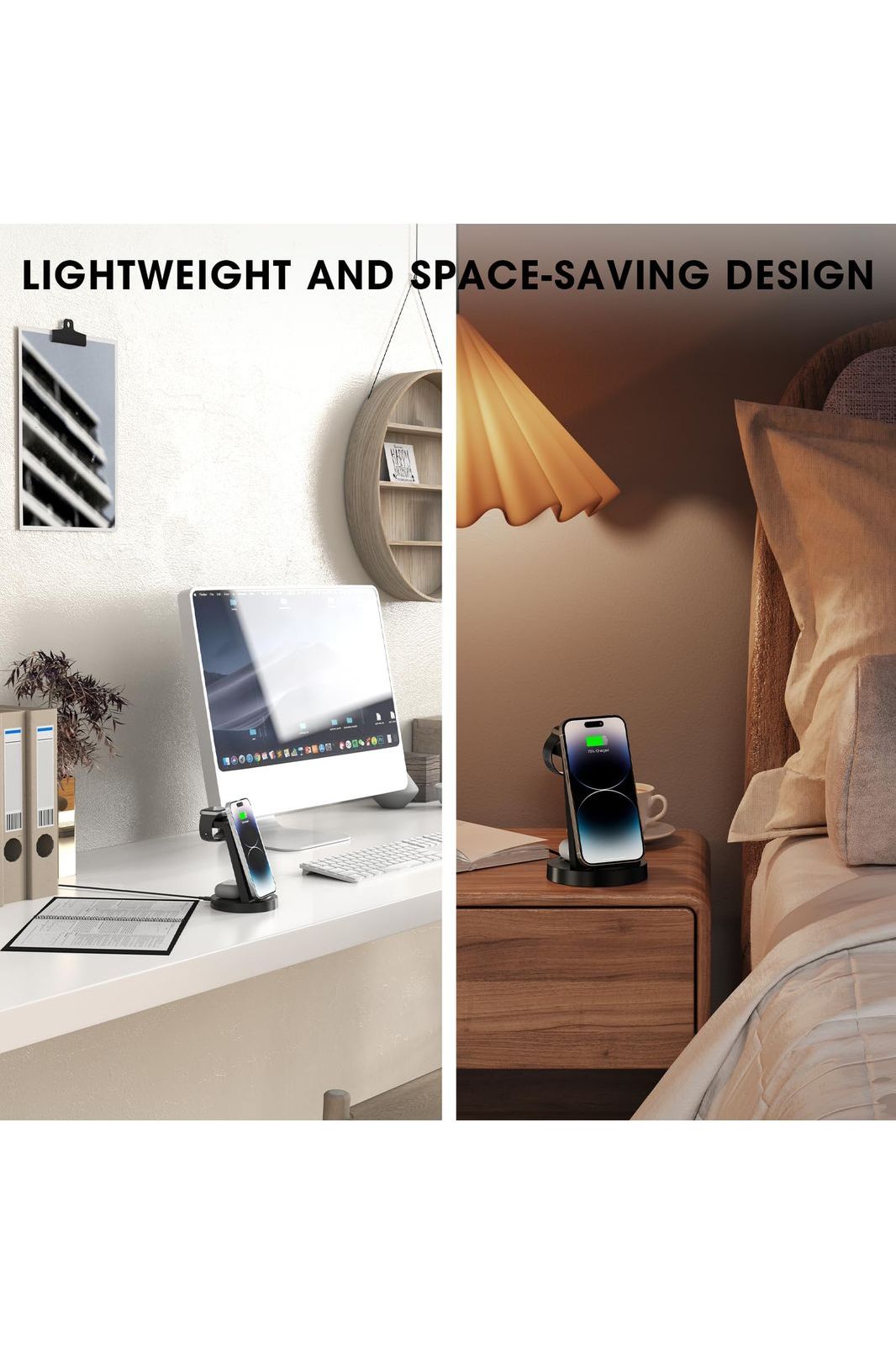 3 in 1 Charging Station for iPhone, Wireless Charger for iPhone 16e 16 15 14 13 12 11 X Pro Max & Apple Watch - Wireless Charging Station for AirPods 4 3 Pro