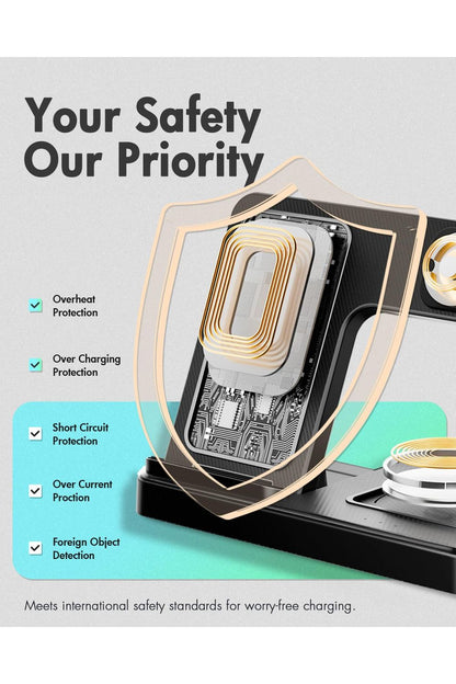 Wireless Charger iPhone Charging Station: 3 in 1 Charger Stand Multiple Devices for Apple - iPhone 16e 16 15 14 Pro Max 13 12 11 - Watch 10 9 8 7 6 5 4 3 2 SE and Ultra Series - Airpods 4 3 2 Pro
