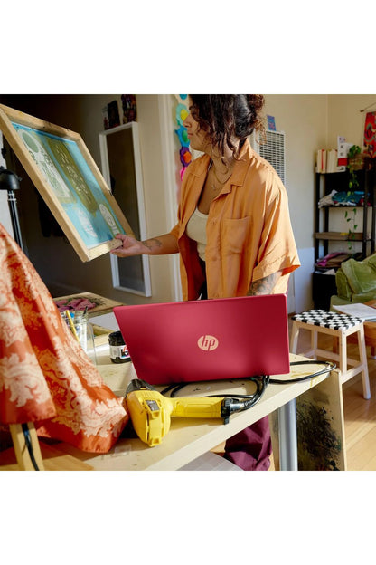 HP 15.6" Portable Laptop Intel Quad-Core N200 Processor, 16GB RAM, 128GB Storage, Red